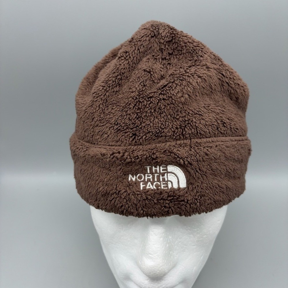 The North Face Beanie Womens OS Brown High Pile Fleece Winter Gorpcore - Picture 2 of 10